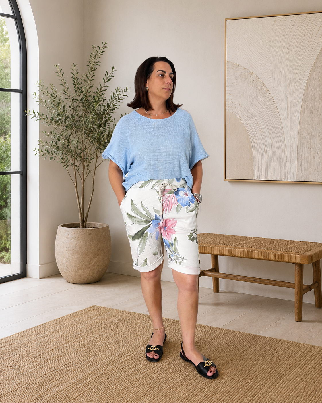 Sky Bloom Bermuda Shorts